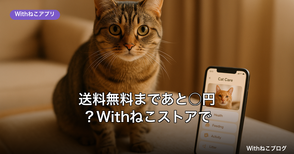 WithねこストアのAIが個別最適化で、猫用品のまとめ買いを送料無料達成へ。最適な追加商品を提案