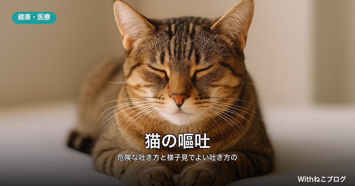 猫の嘔吐の見分け方を解説。色と回数で危険度を判断し、受診のサインと吐き戻し対策を紹介。毛玉や黄色い液の判断も解説